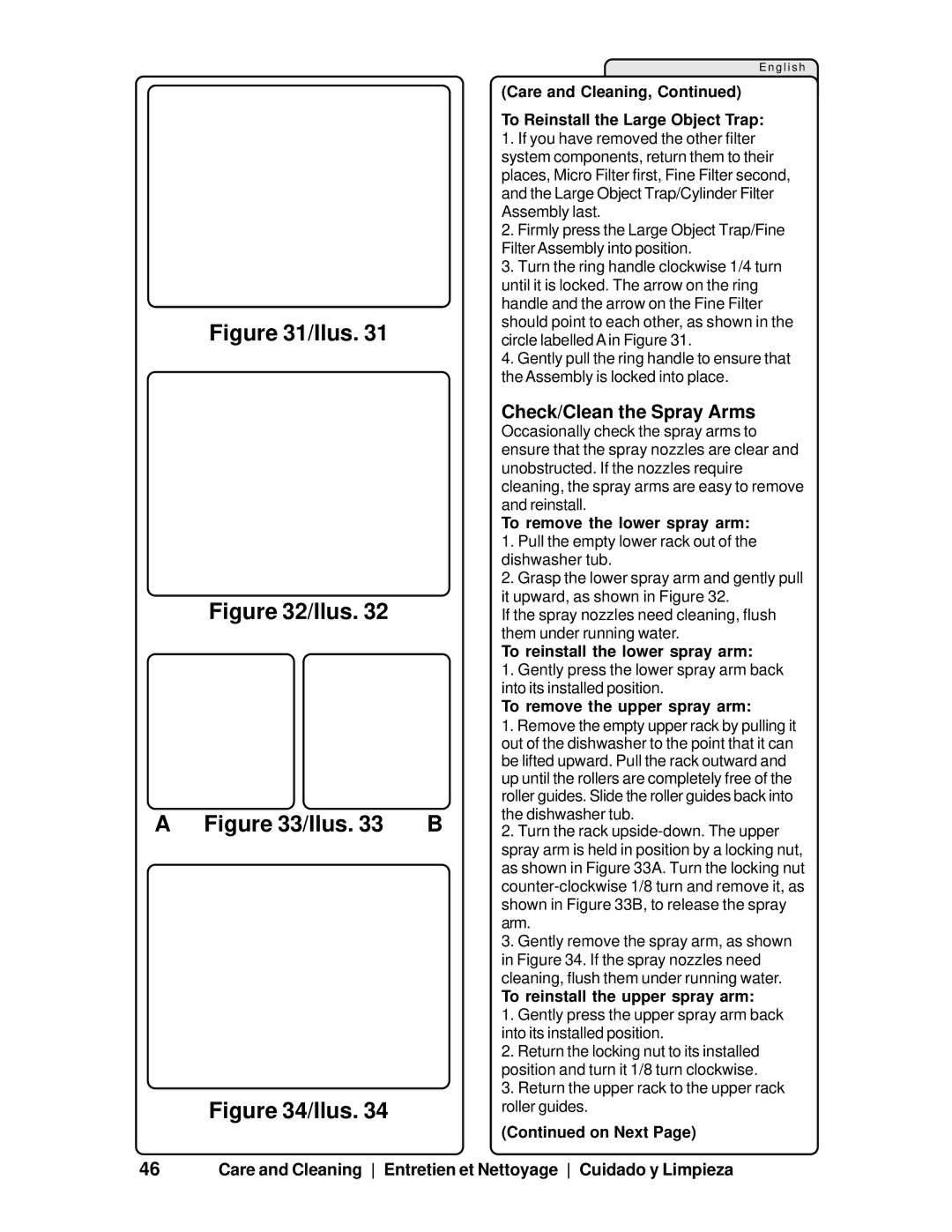 Bosch Appliances SHV99A manual Check/Clean the Spray Arms 