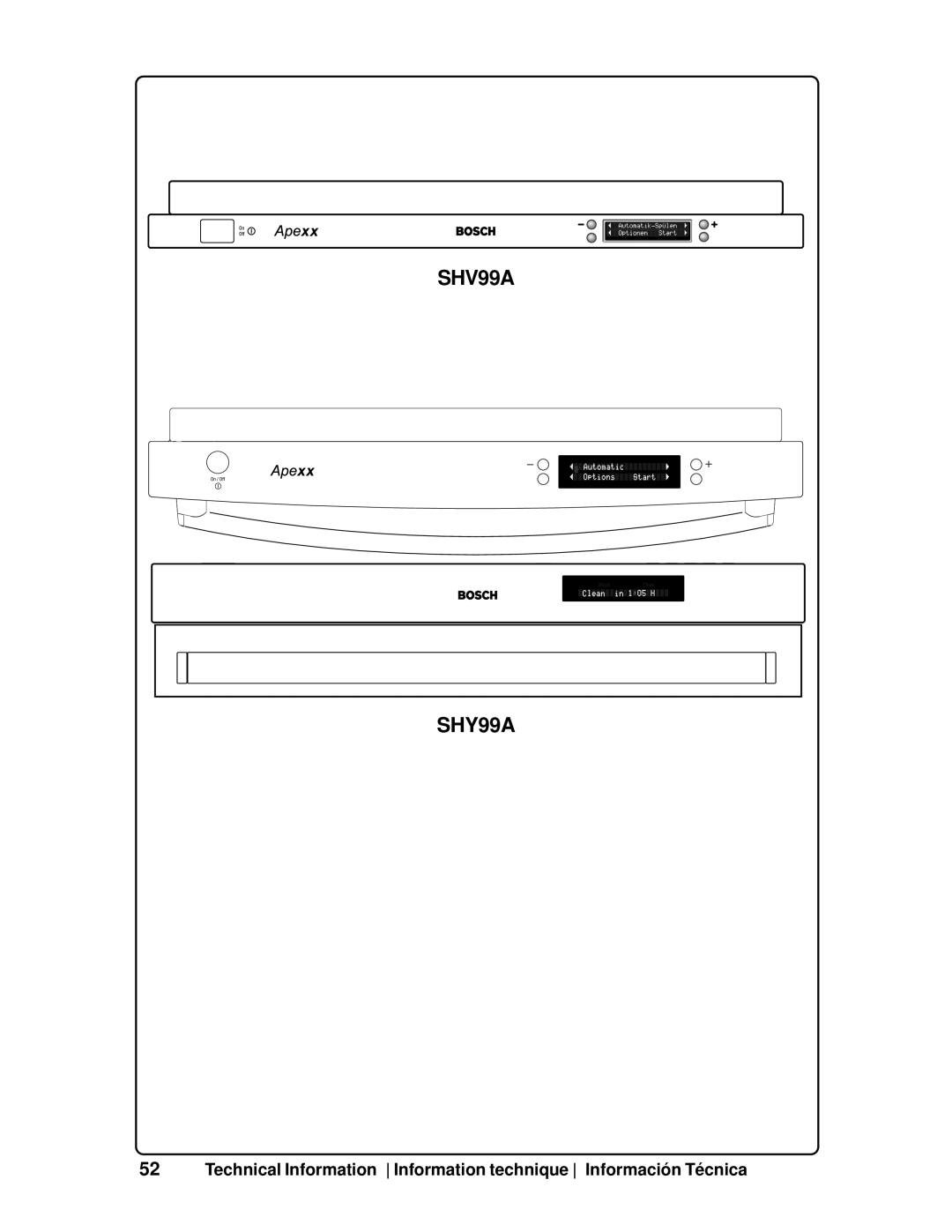 Bosch Appliances manual SHV99A SHY99A 