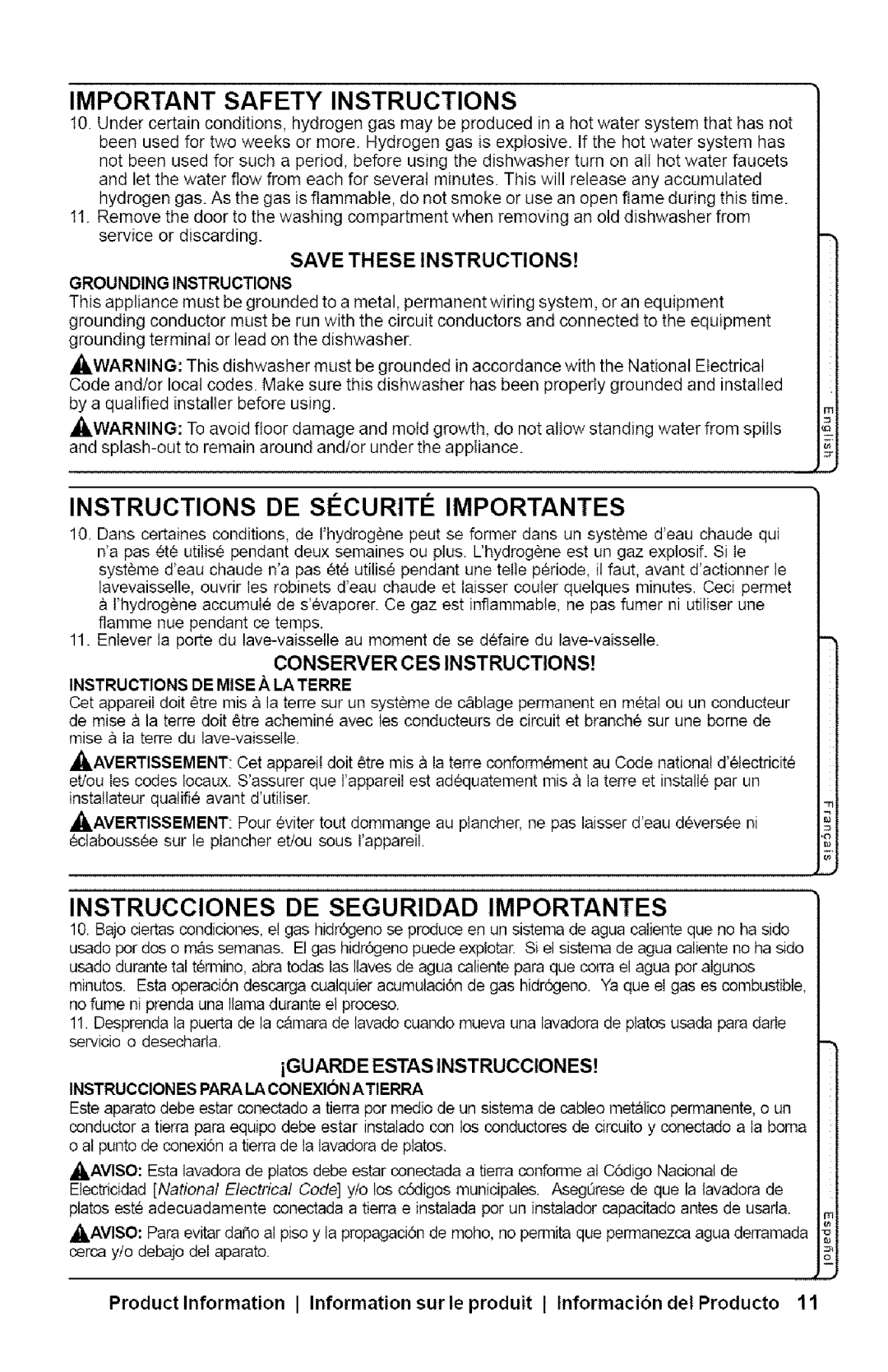 Bosch Appliances SHX33AI manual IGUARDE Estas Instrucciones, Grounding Instructions 