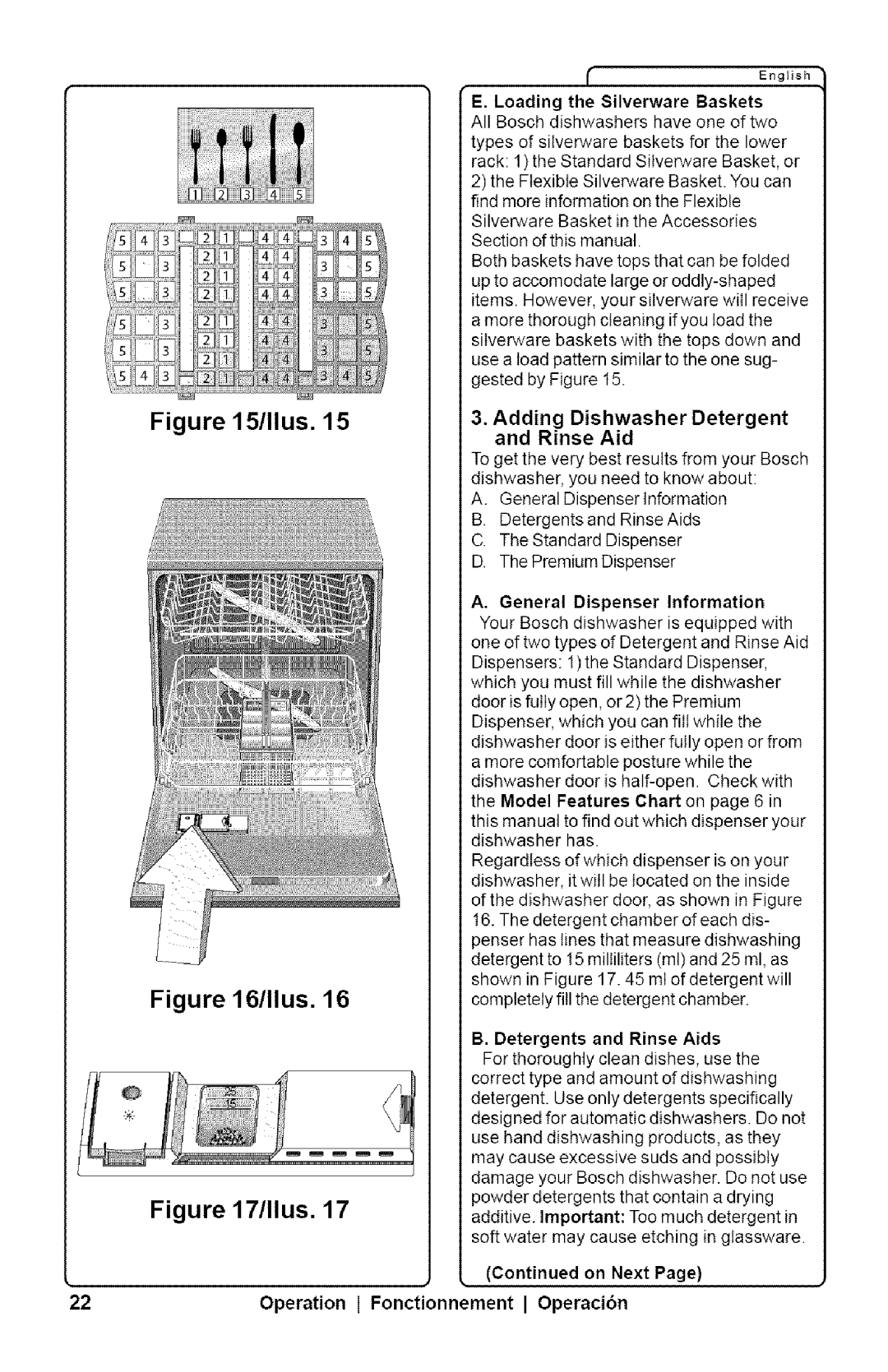 Bosch Appliances SHX33AI manual Adding Dishwasher Detergent and Rinse Aid, General Dispenser Information 