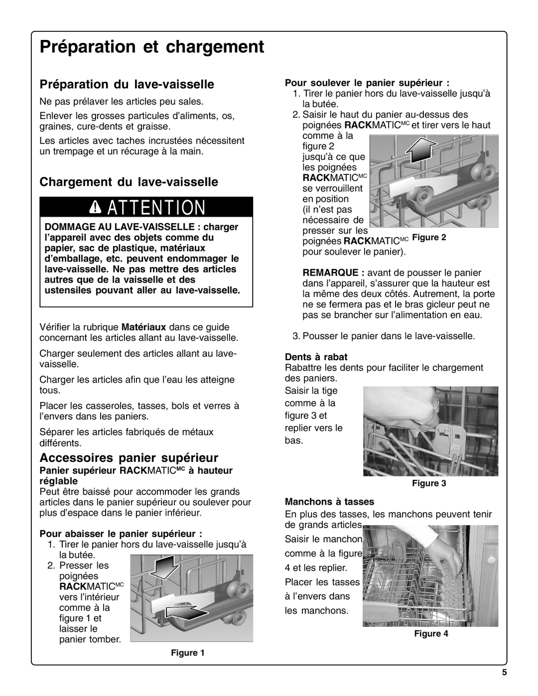 Bosch Appliances SHV99A13UC manual Préparation et chargement, Préparation du lave-vaisselle, Chargement du lave-vaisselle 