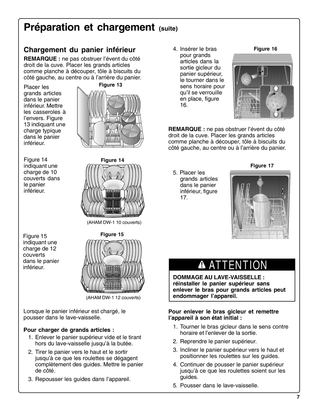 Bosch Appliances SHV99A13UC, SHX99A15UC manual Chargement du panier inférieur, Pour charger de grands articles 