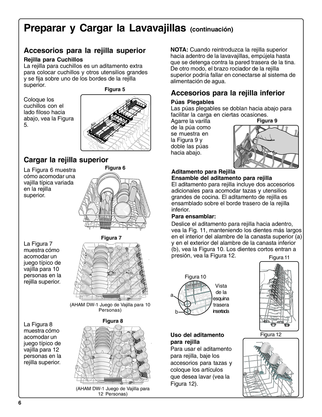 Bosch Appliances SHX99A15UC, SHV99A13UC manual Preparar y Cargar la Lavavajillas continuación, Cargar la rejilla superior 