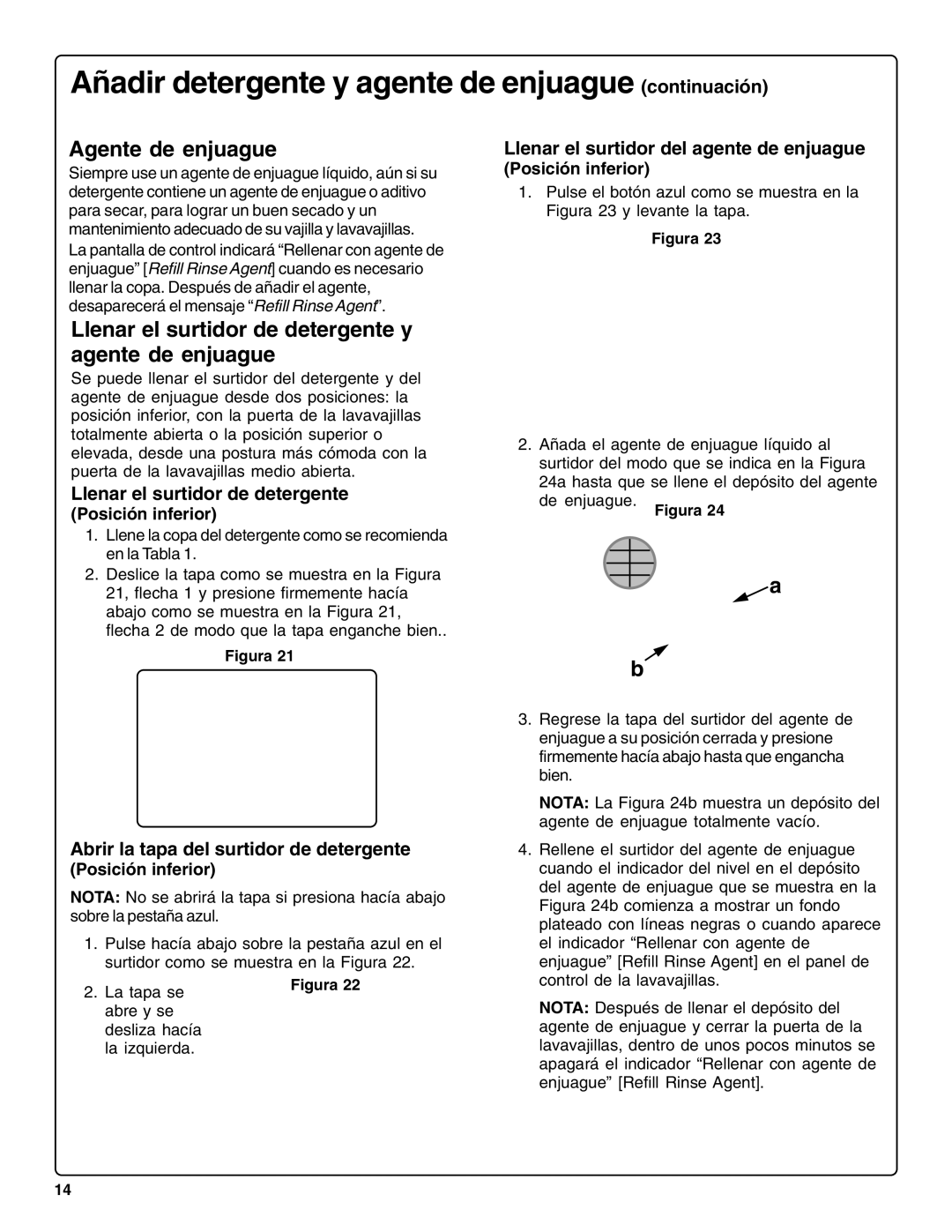 Bosch Appliances SHX99A15UC, SHV99A13UC manual Añadir detergente y agente de enjuague continuación, Agente de enjuague 