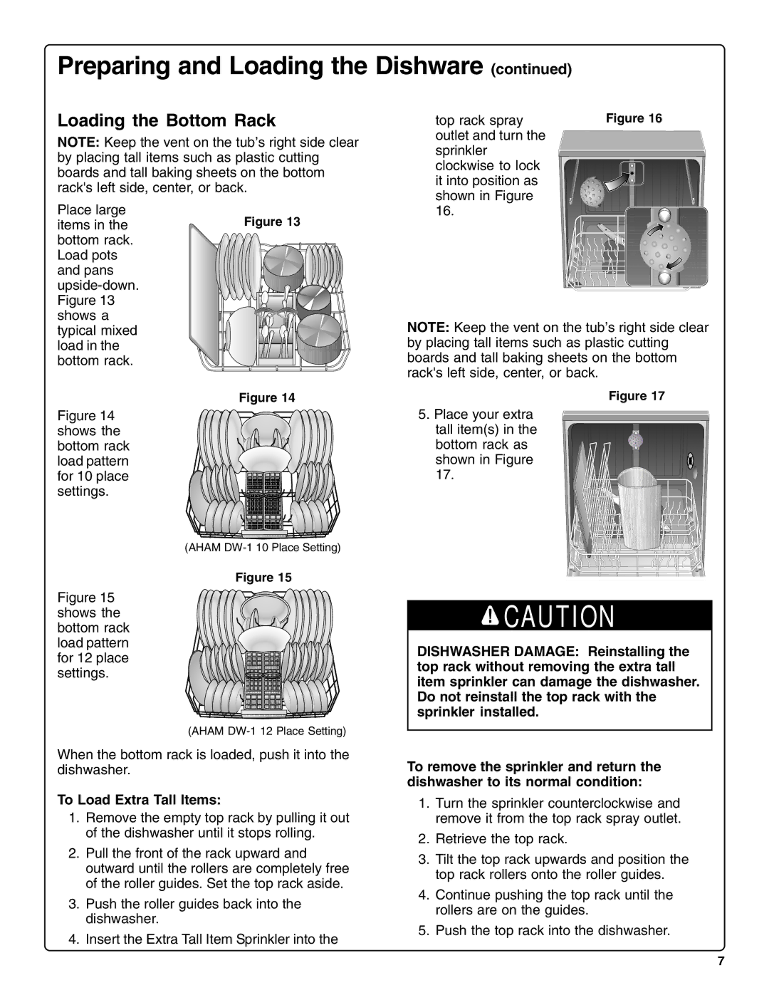 Bosch Appliances SHV99A13UC, SHX99A15UC manual Loading the Bottom Rack, To Load Extra Tall Items 