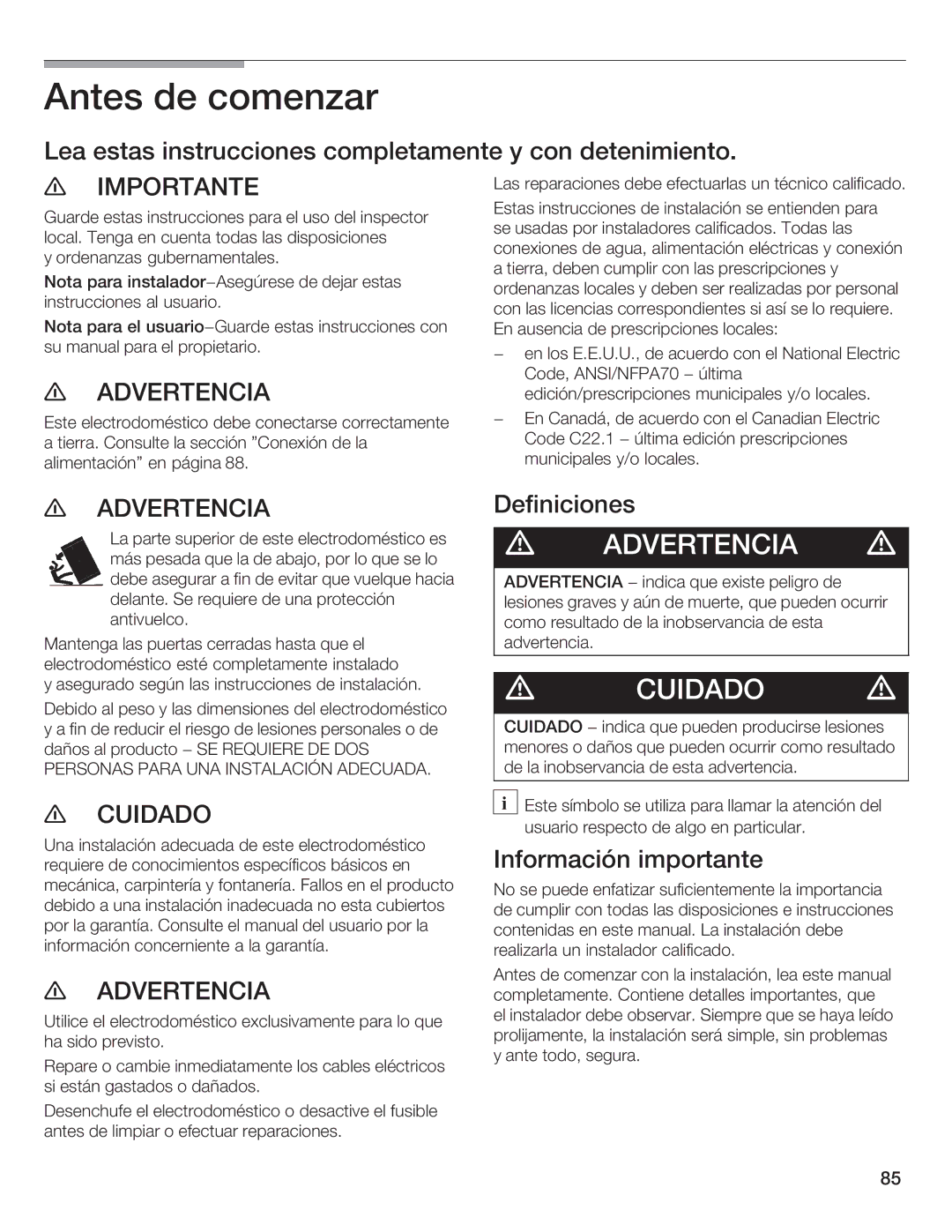 Bosch Appliances Single Door manual 