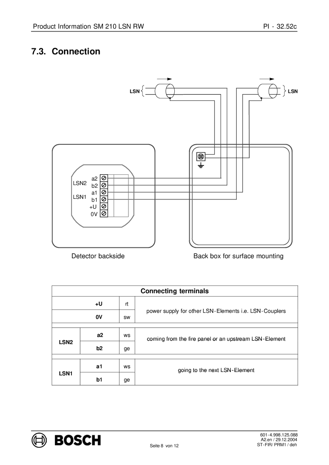 Bosch Appliances SM 210 LSN RW manual Connection, Connecting terminals 