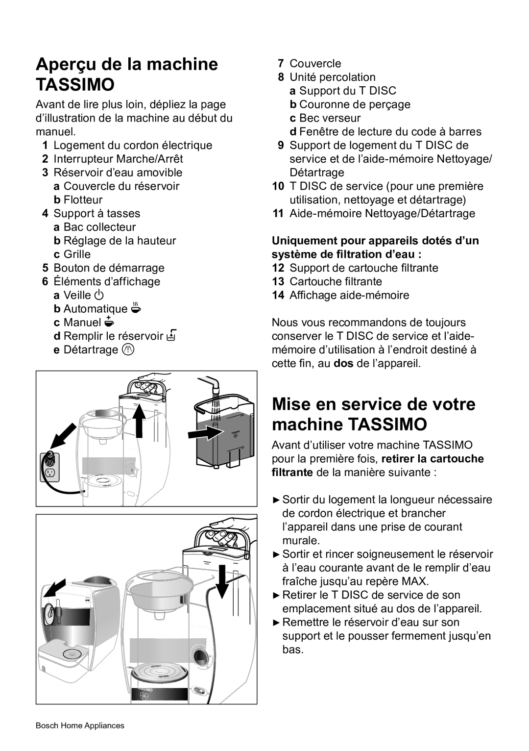 Bosch Appliances T45 instruction manual Aperçu de la machine, Tassimo 