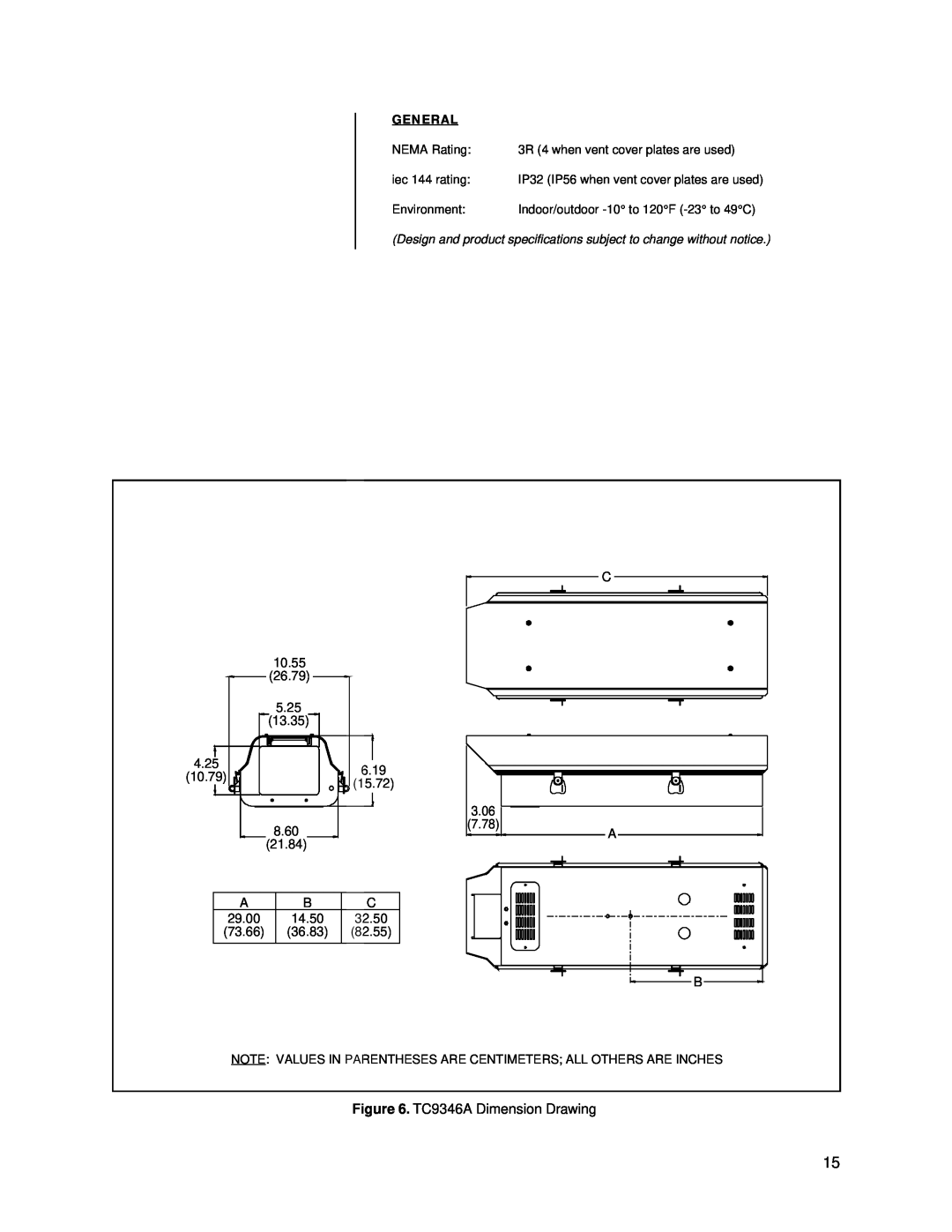 Bosch Appliances tc9346a instruction manual TC9346A Dimension Drawing, General 
