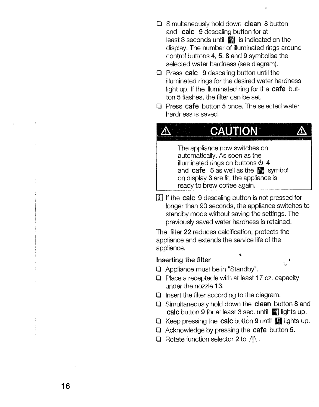 Bosch Appliances TCA 6001 UC manual 