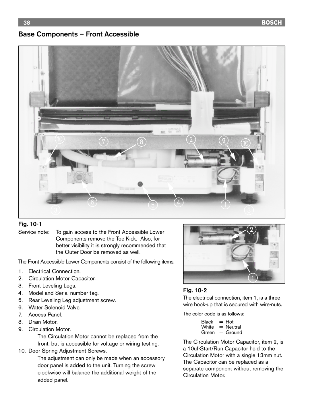 Bosch Appliances 4302, TRUE, 6806, 6805, 4306, 6802 manual = 7 8 2 9 =, Base Components Front Accessible 