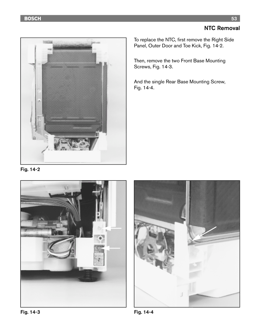 Bosch Appliances 6806, TRUE, 6805, 4306, 4302, 6802 manual NTC Removal 