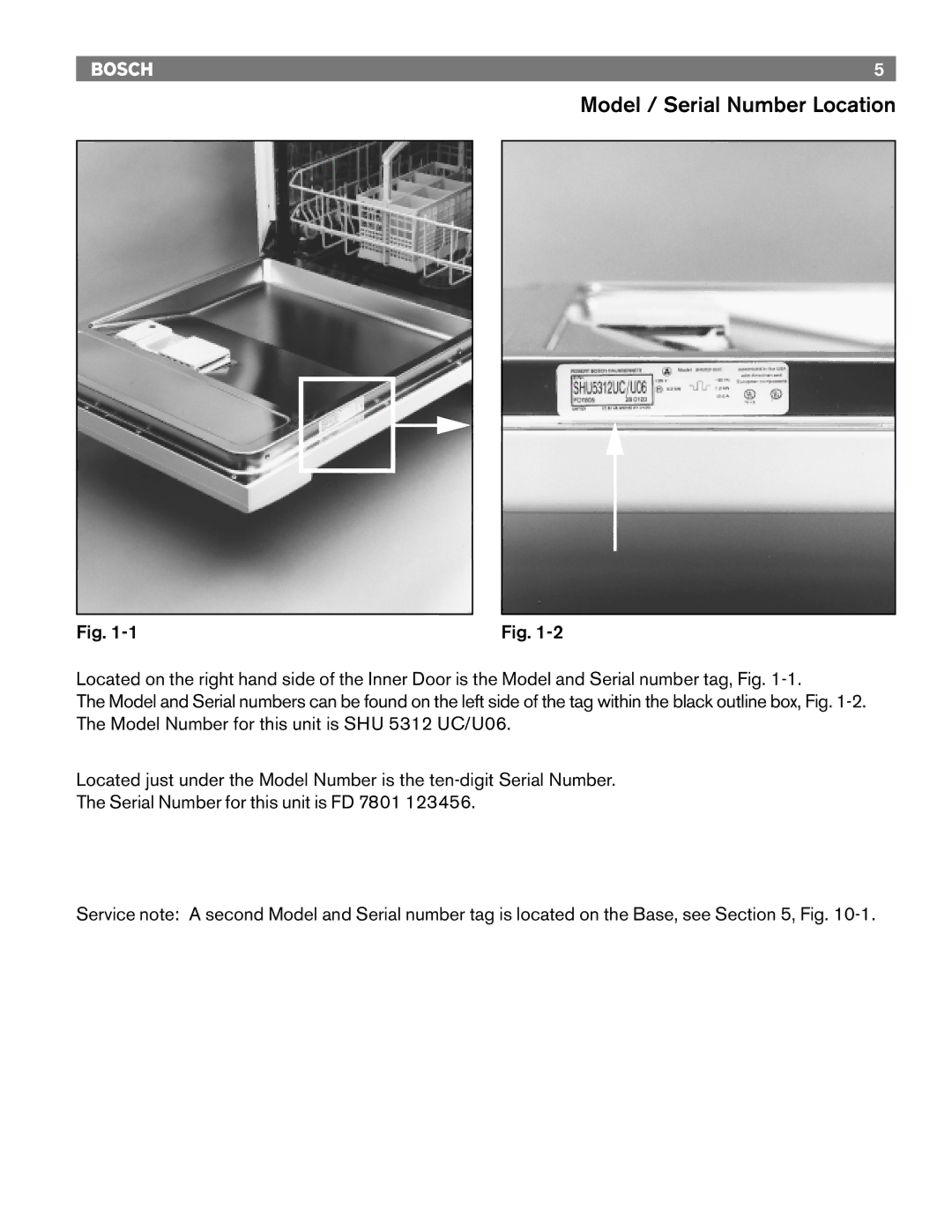 Bosch Appliances 6806, TRUE, 6805, 4306, 4302, 6802 manual Model / Serial Number Location 