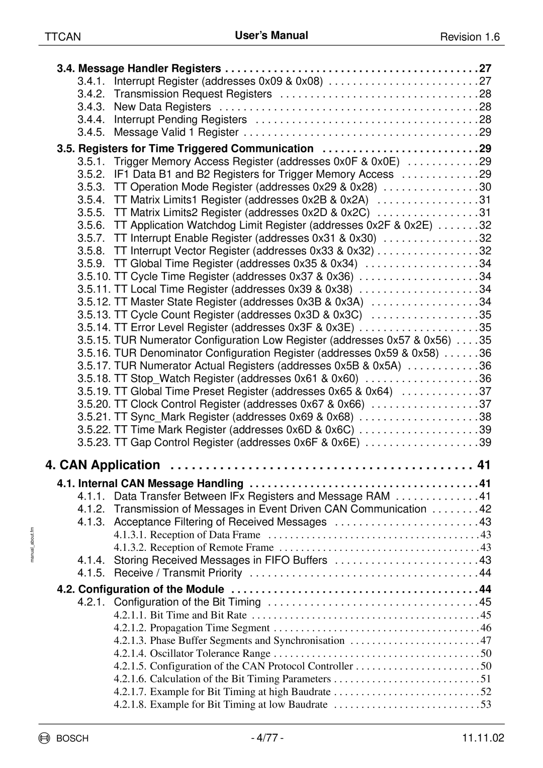 Bosch Appliances TTCAN user manual Can Application 