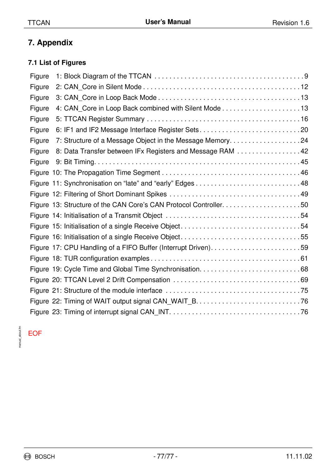 Bosch Appliances TTCAN user manual Eof 