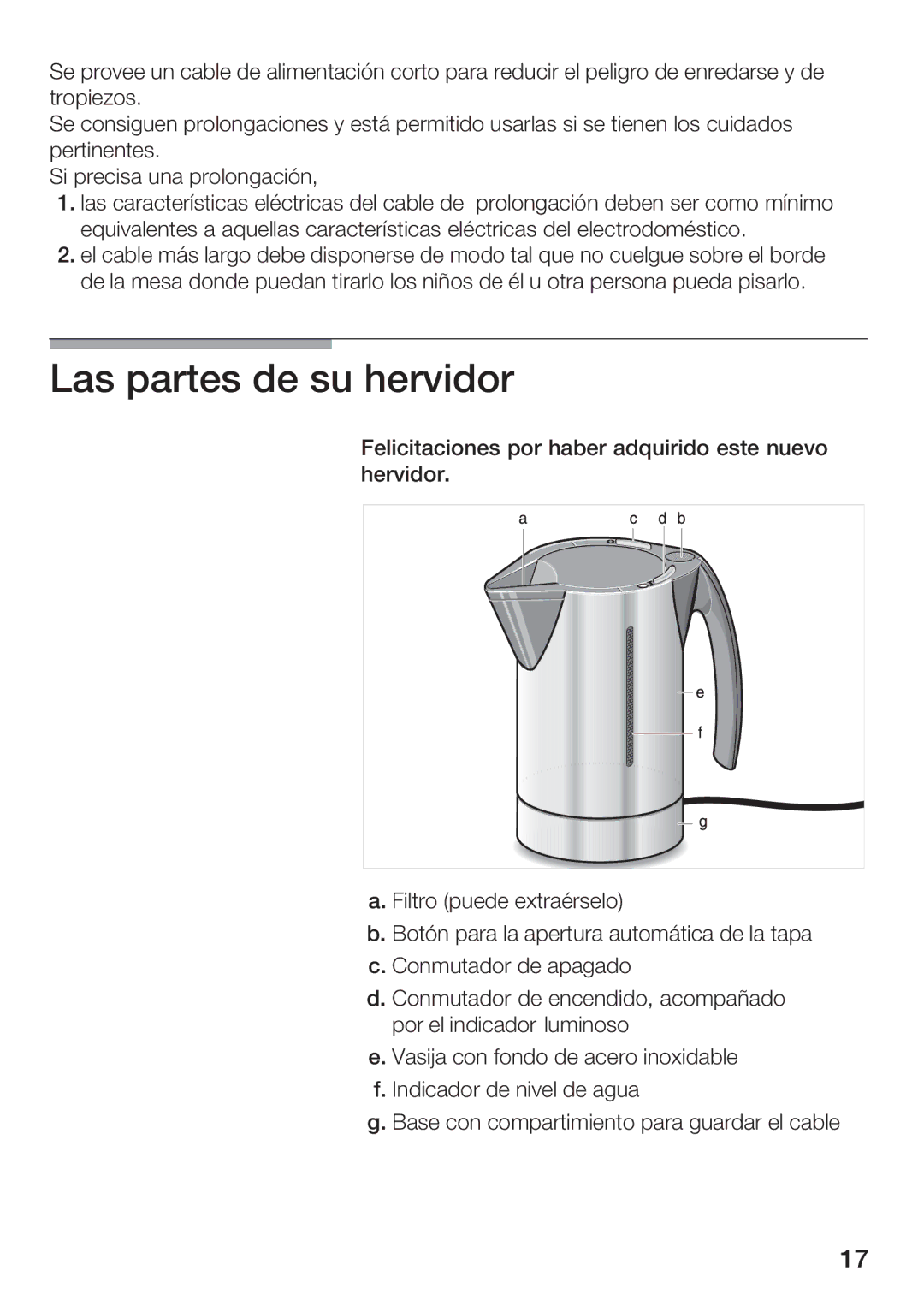 Bosch Appliances TWK 911 UC manual Las partes de su hervidor 