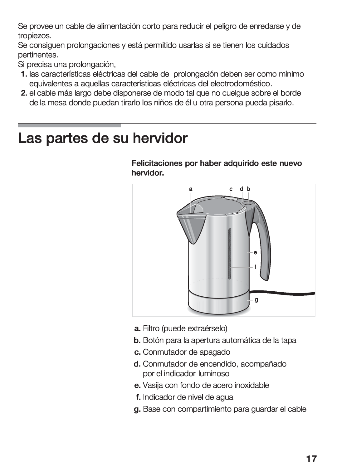 Bosch Appliances TWK 911 UC manual Las partes de su hervidor 