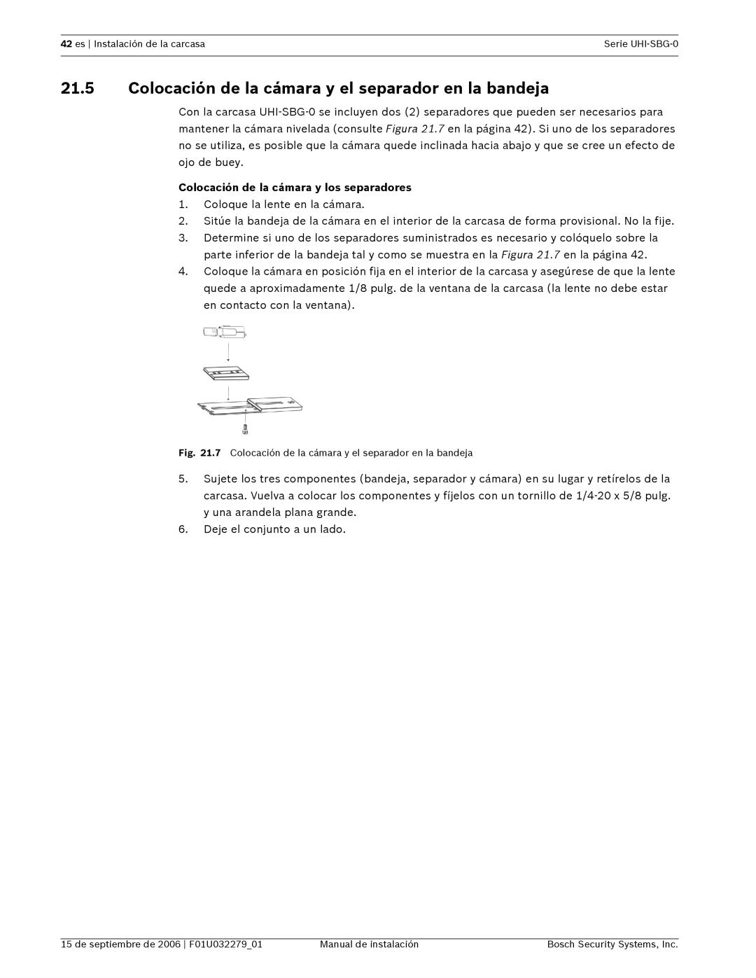 Bosch Appliances UHI-SBG-0 Colocación de la cámara y el separador en la bandeja, Colocación de la cámara y los separadores 