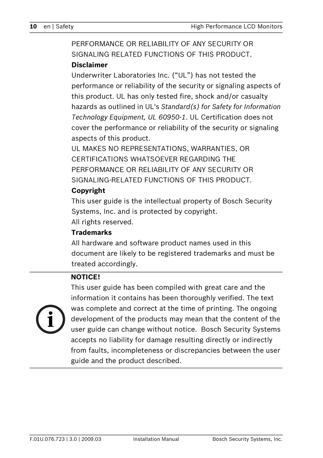 Bosch Appliances UML-192-90, UML-202-90, UML-172-90 installation manual Copyright, Trademarks 