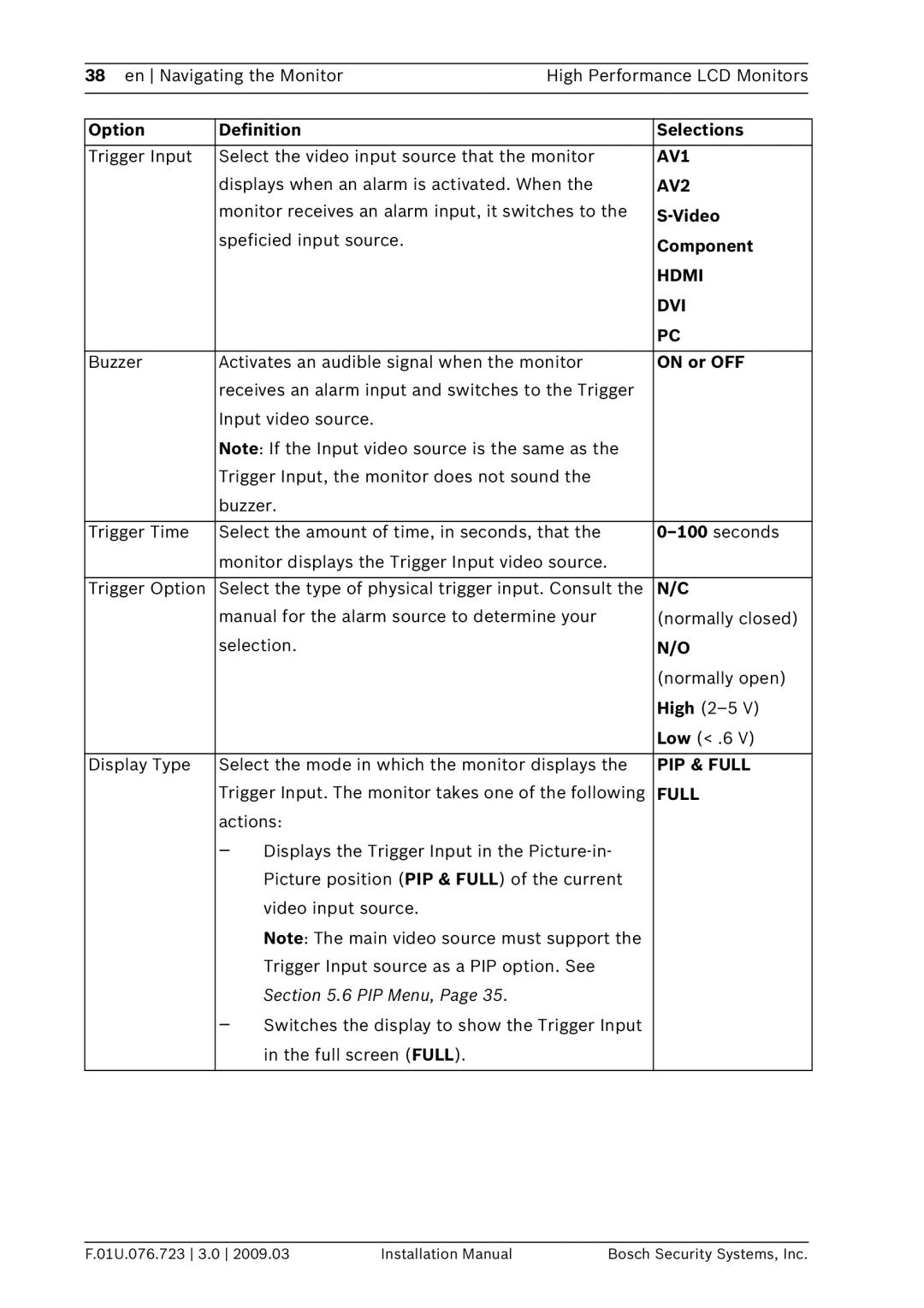 Bosch Appliances UML-202-90, UML-172-90, UML-192-90 installation manual Video, Component 