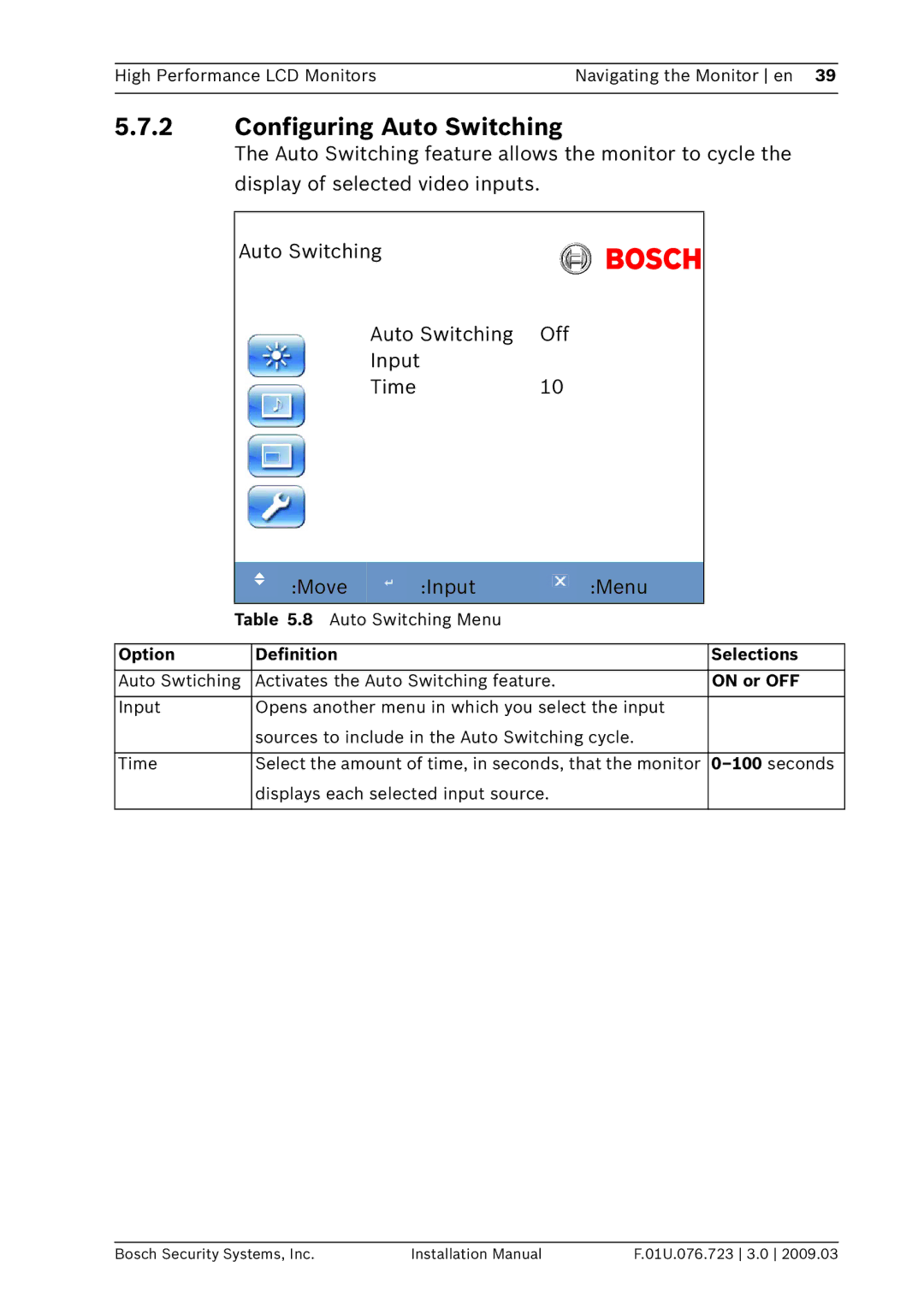 Bosch Appliances UML-172-90, UML-202-90, UML-192-90 installation manual Configuring Auto Switching 