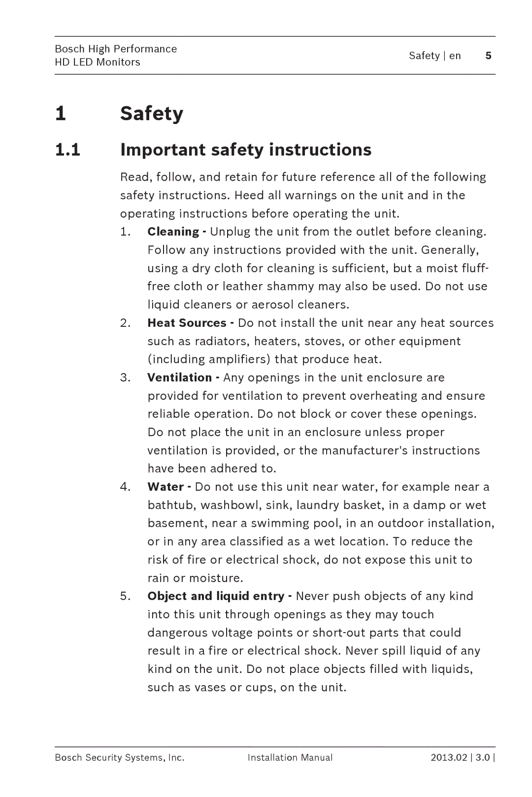 Bosch Appliances UML-273-90 installation manual Safety, Important safety instructions 