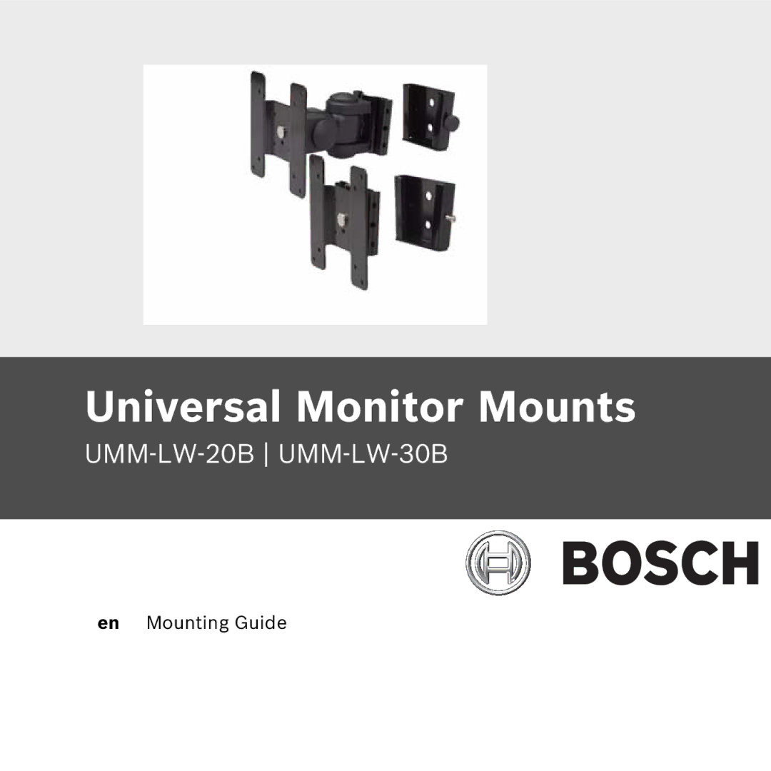 Bosch Appliances umm-lw-20b manual Universal Monitor Mounts 