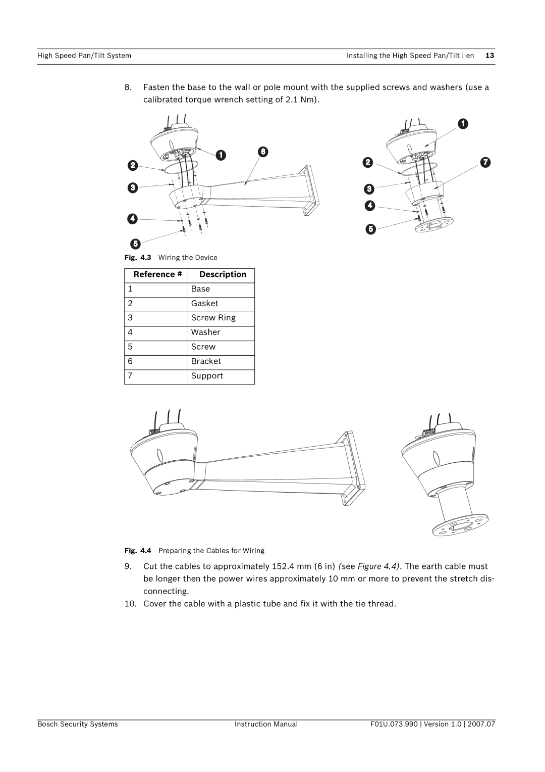 Bosch Appliances UPH-Z, UPH-2D, UPH-3D Reference # Description, Base Gasket Screw Ring Washer Bracket Support 