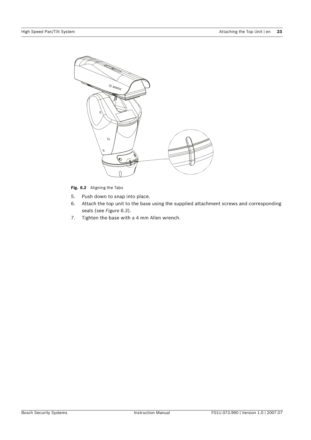 Bosch Appliances UPH-3D, UPH-2D, UPH-Z instruction manual Aligning the Tabs 