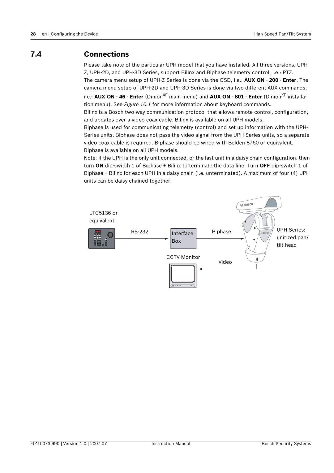 Bosch Appliances UPH-Z, UPH-2D, UPH-3D instruction manual 4Connections 