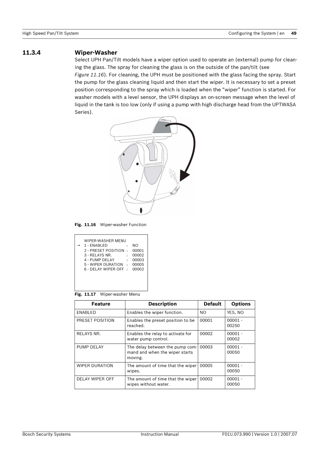 Bosch Appliances UPH-Z, UPH-2D, UPH-3D instruction manual Wiper-Washer 