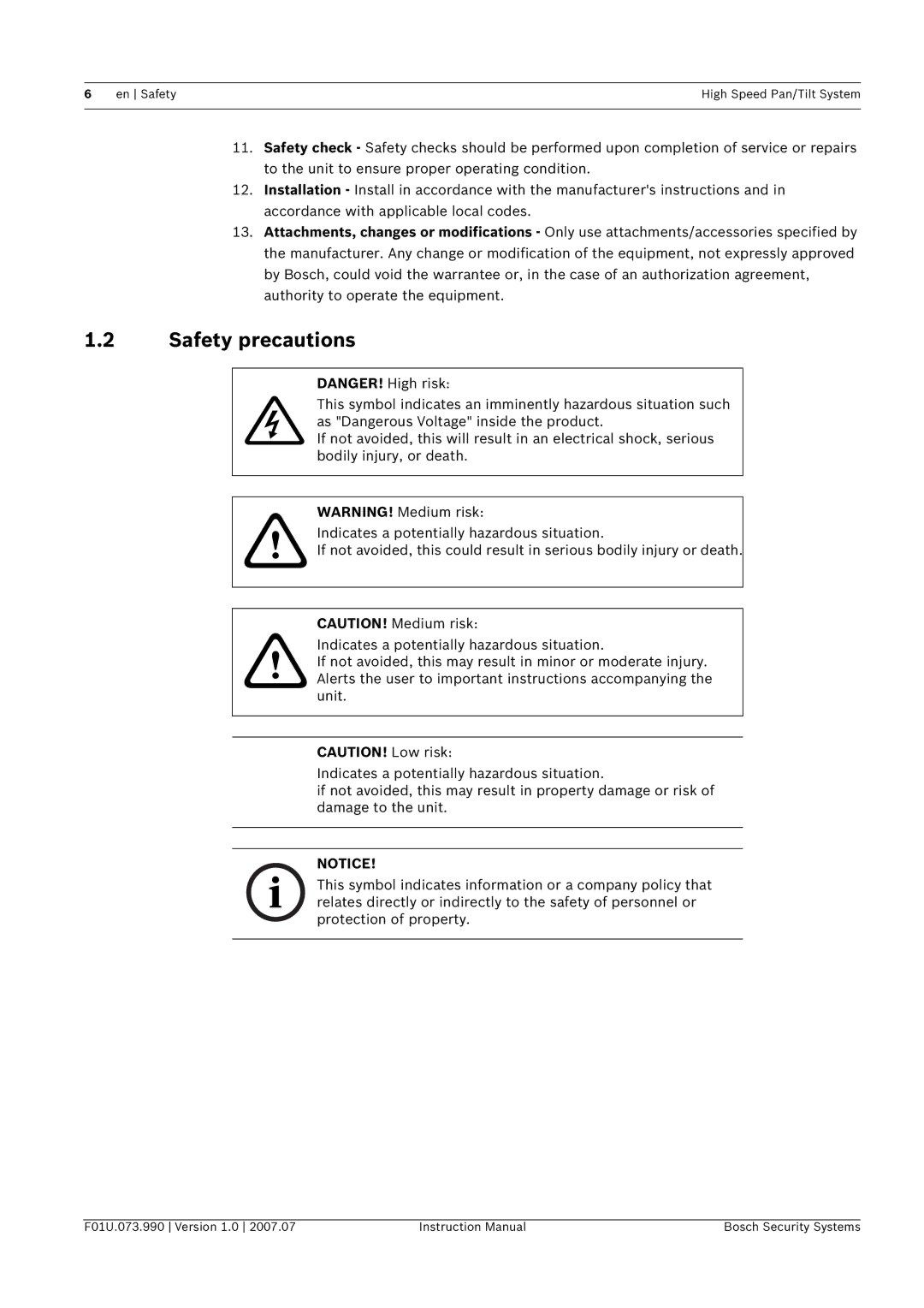 Bosch Appliances UPH-2D, UPH-Z, UPH-3D instruction manual Safety precautions 