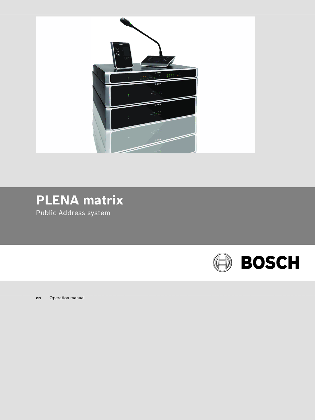 Bosch Appliances V1.0 operation manual Plena matrix 