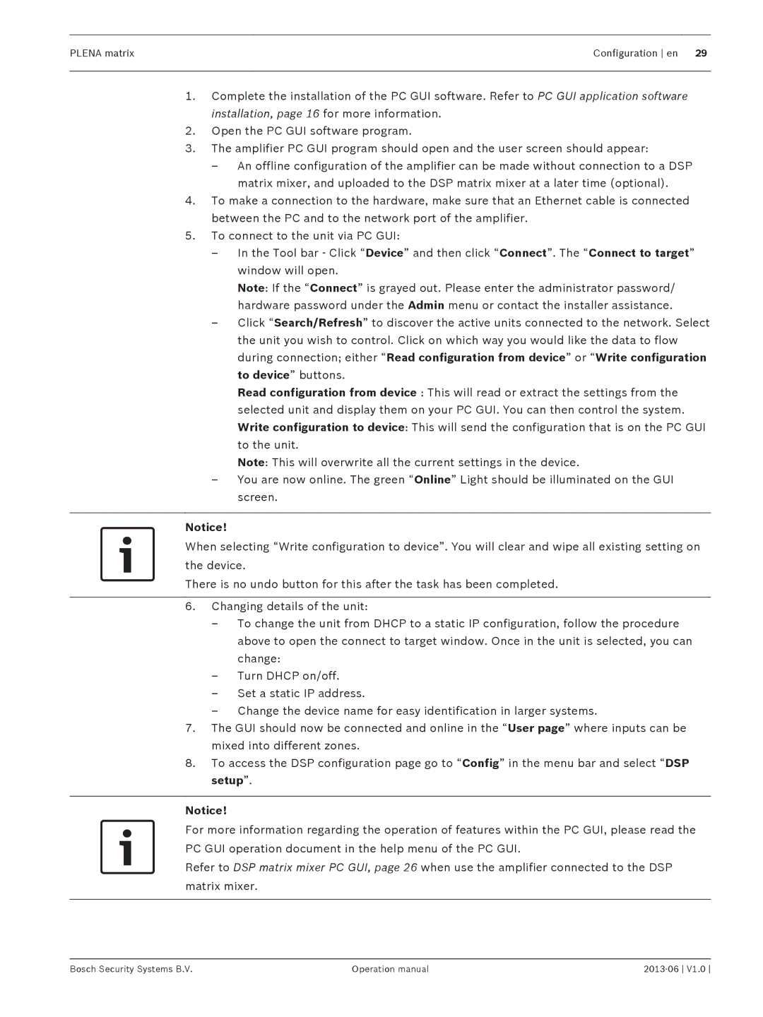 Bosch Appliances V1.0 operation manual Plena matrix Configuration en 