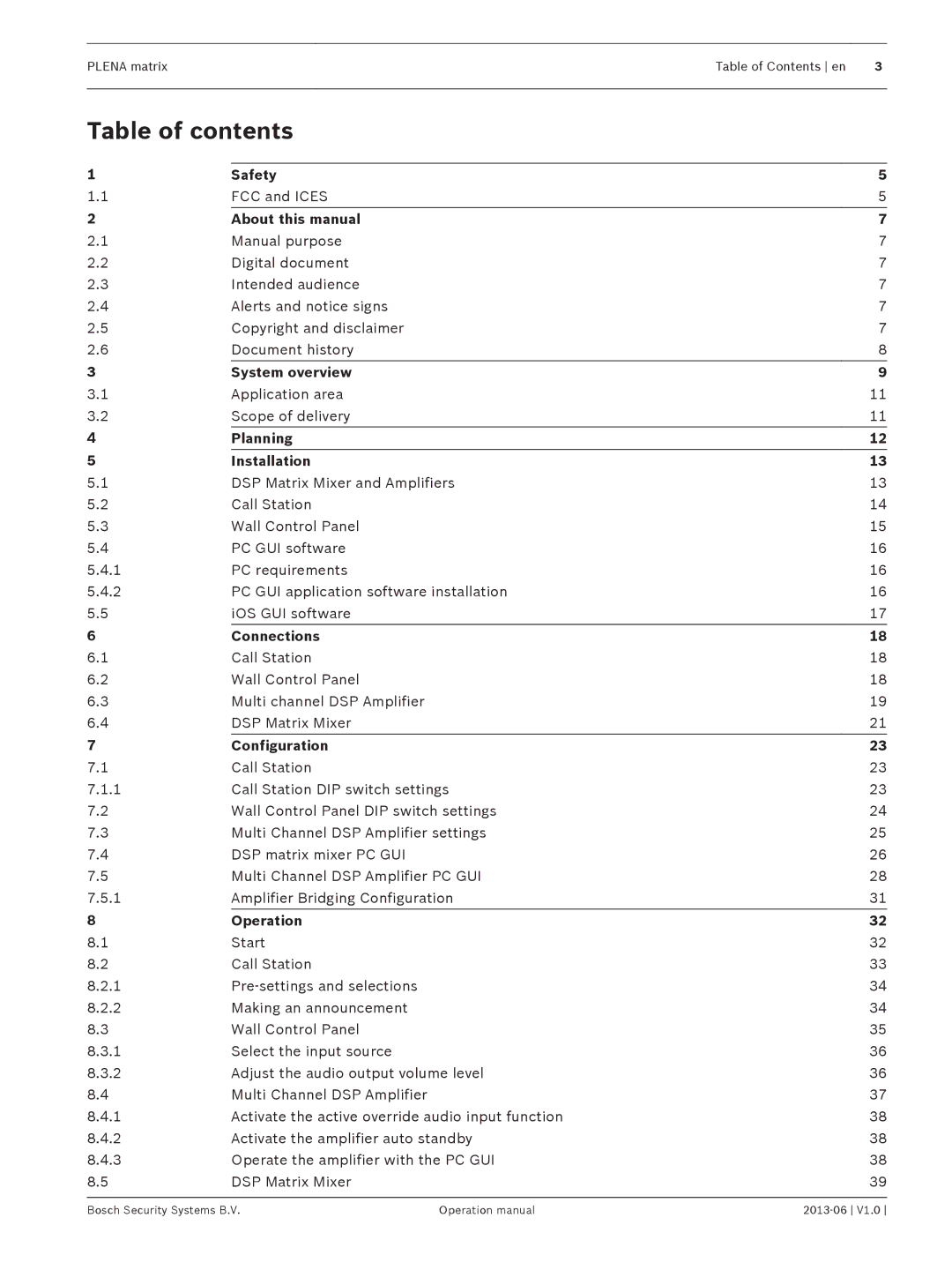 Bosch Appliances V1.0 operation manual Table of contents 