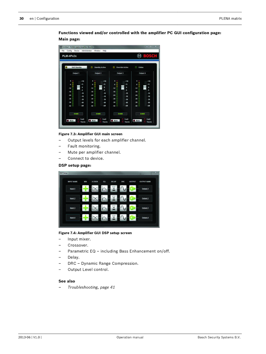 Bosch Appliances V1.0 operation manual Amplifier GUI main screen 