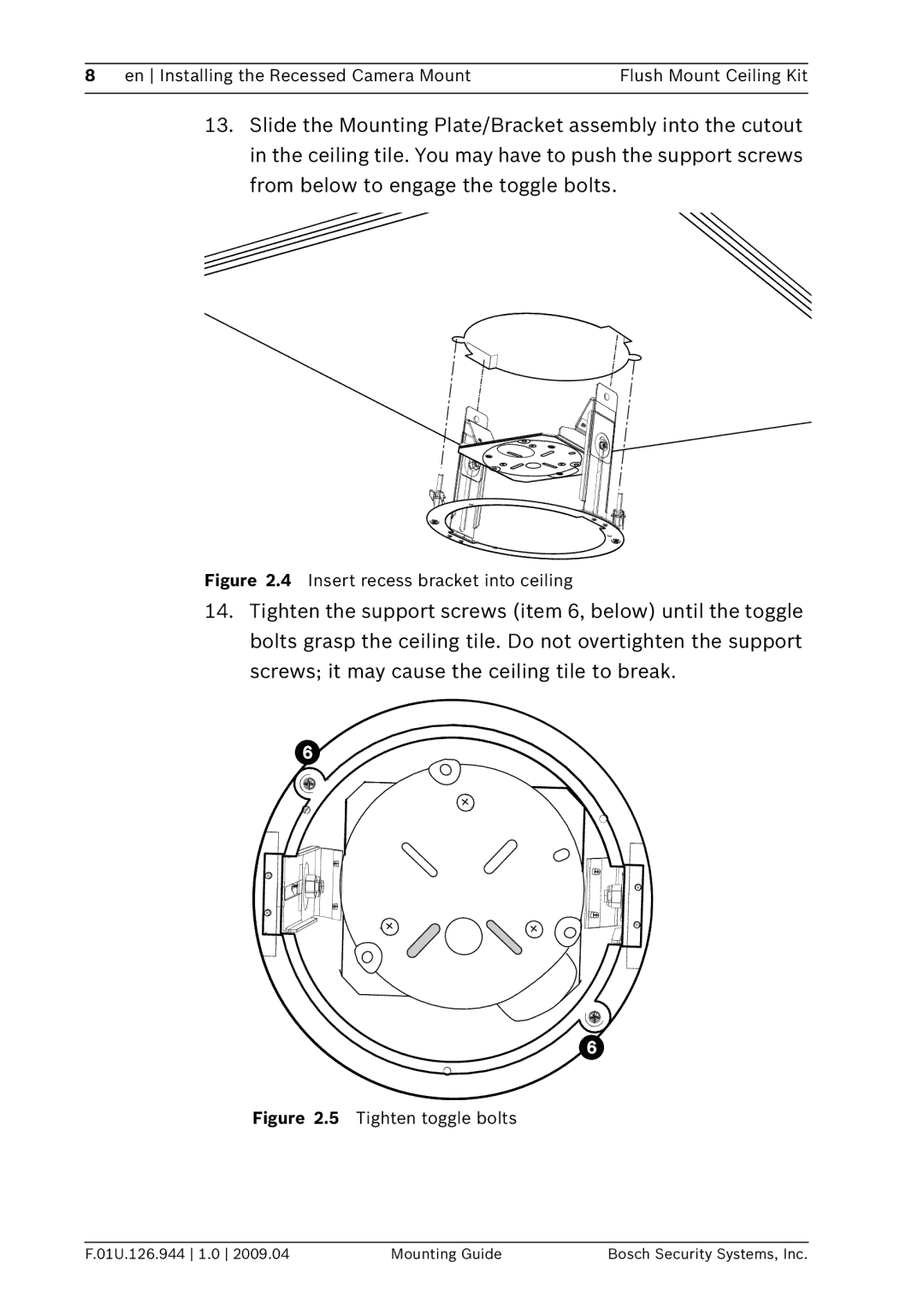 Bosch Appliances VDA-NWDFMT manual Insert recess bracket into ceiling 