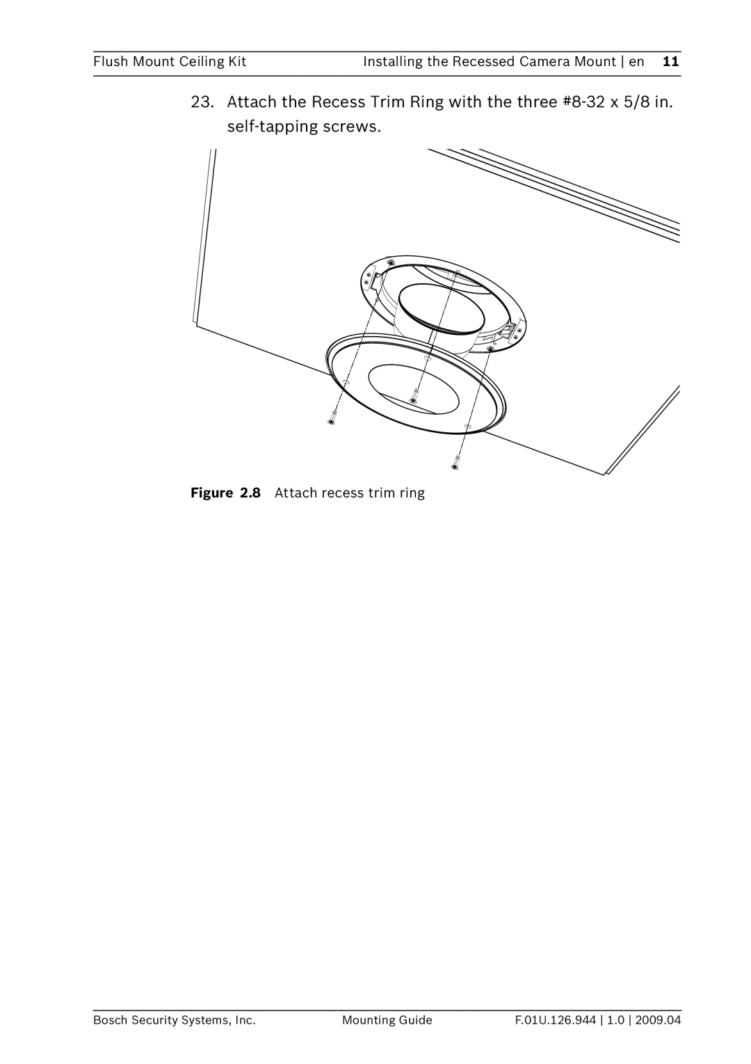 Bosch Appliances VDA-NWDFMT manual Attach recess trim ring 