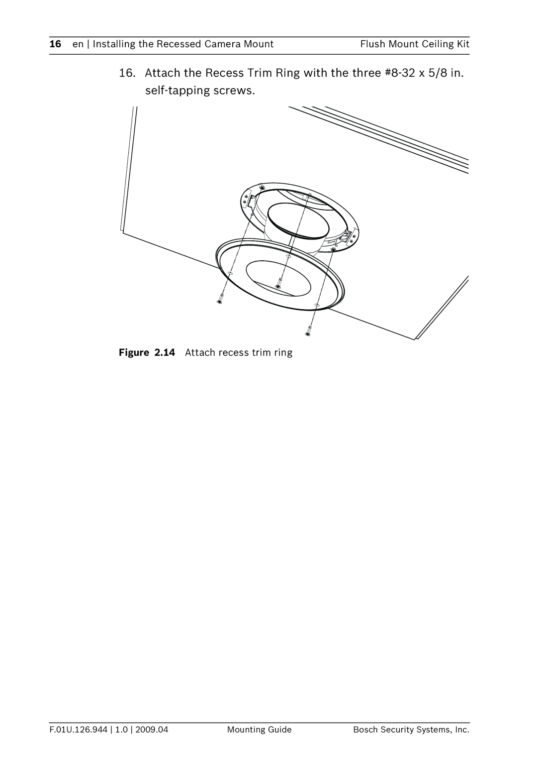 Bosch Appliances VDA-NWDFMT manual Attach recess trim ring 