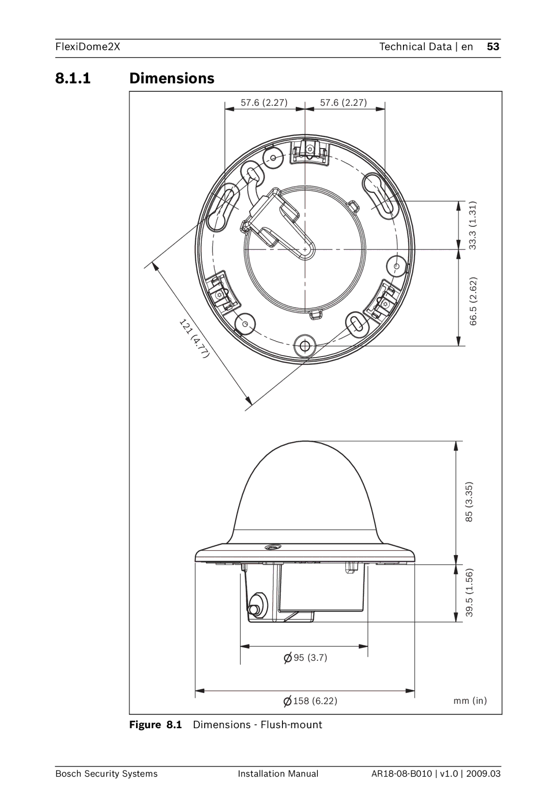 Bosch Appliances VDN-0498 installation manual Dimensions 