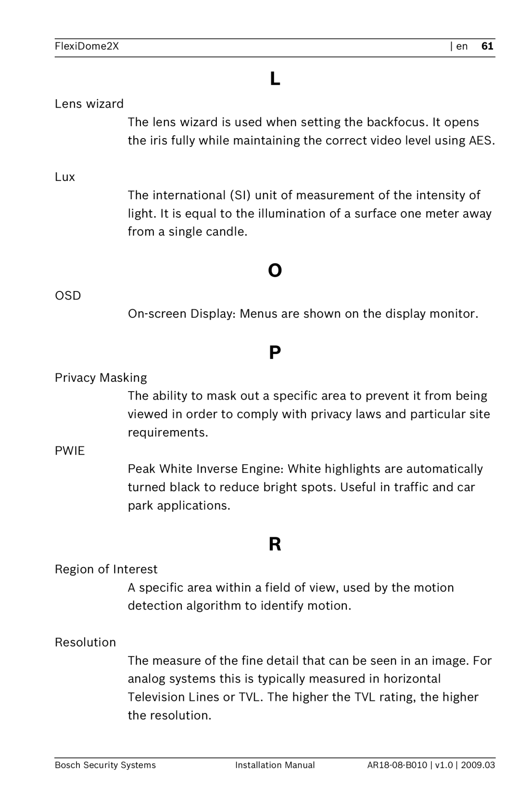 Bosch Appliances VDN-0498 installation manual Osd 