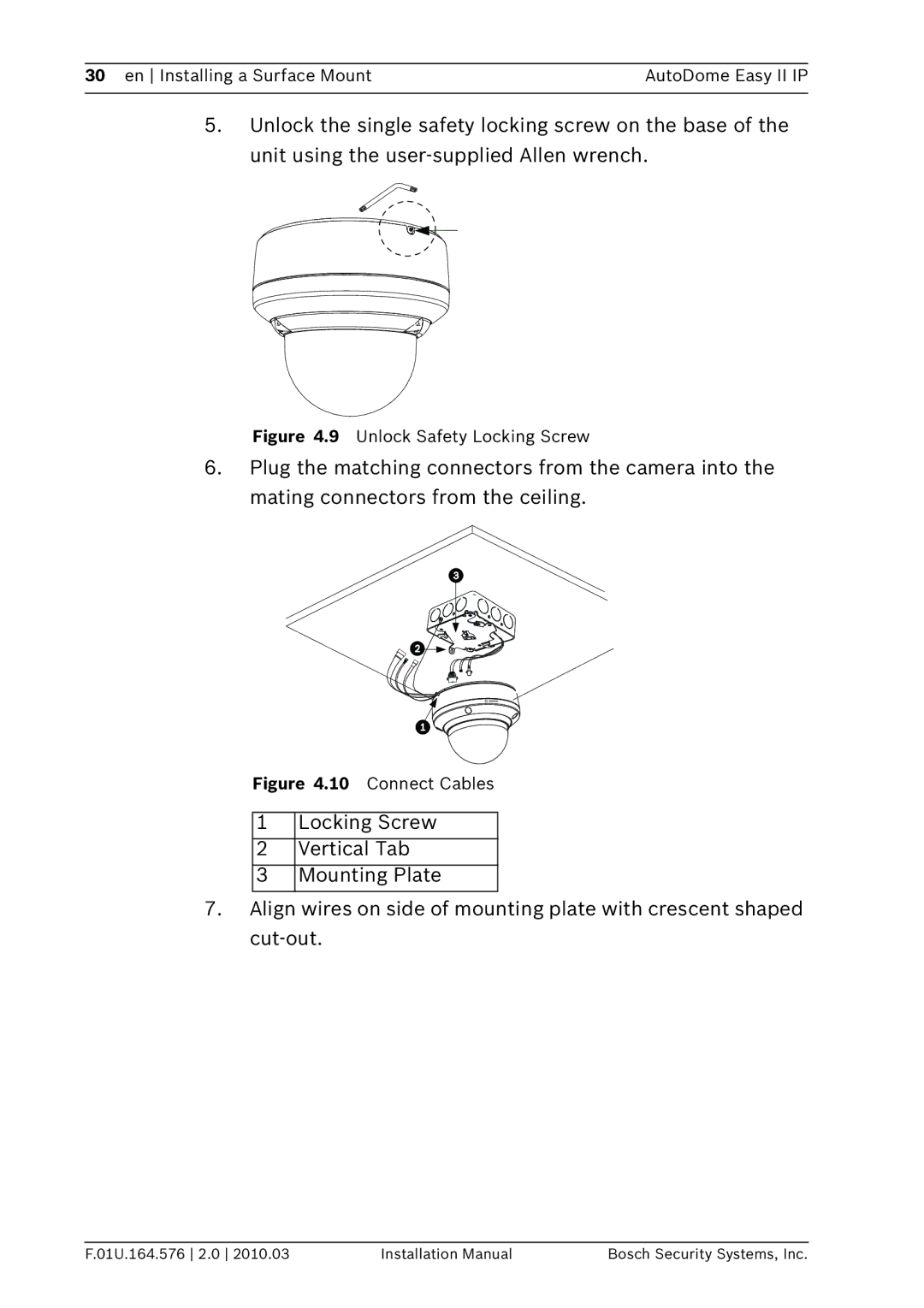 Bosch Appliances VEZ installation manual Unlock Safety Locking Screw 