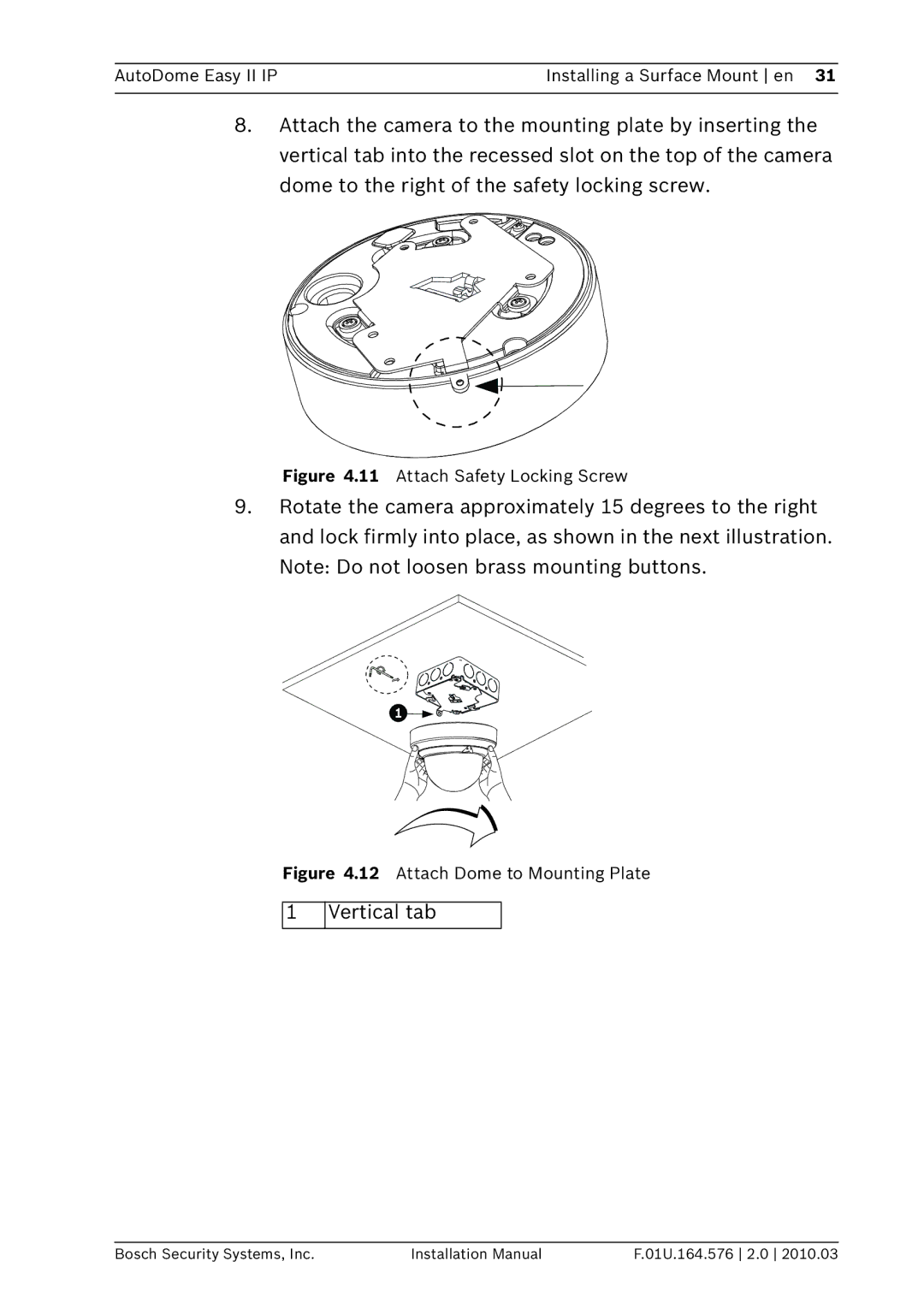 Bosch Appliances VEZ installation manual Attach Safety Locking Screw 