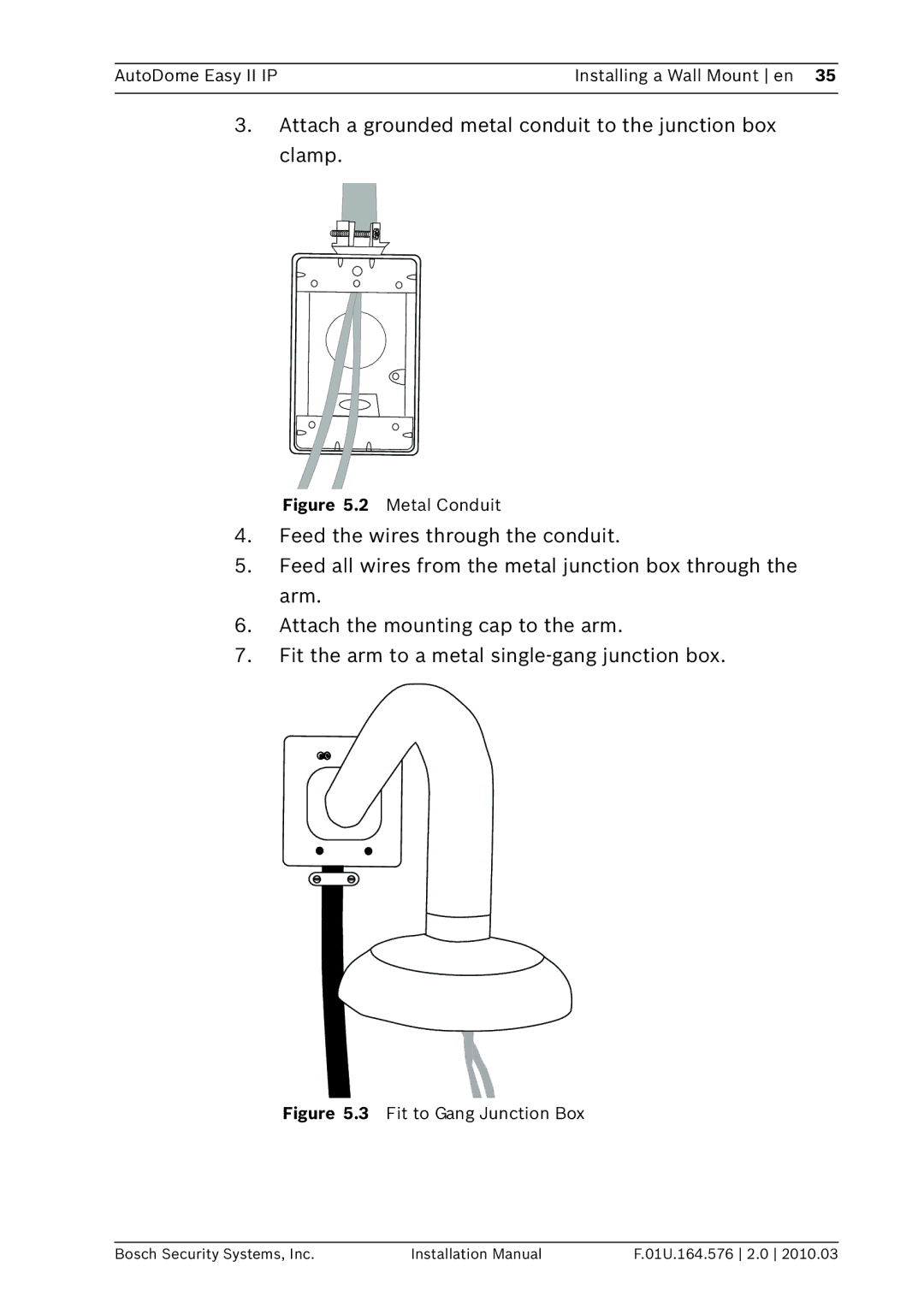 Bosch Appliances VEZ installation manual Attach a grounded metal conduit to the junction box clamp, Metal Conduit 