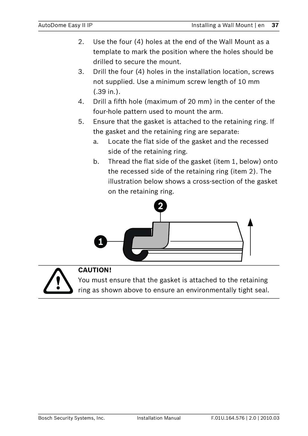 Bosch Appliances VEZ installation manual AutoDome Easy II IP Installing a Wall Mount en 