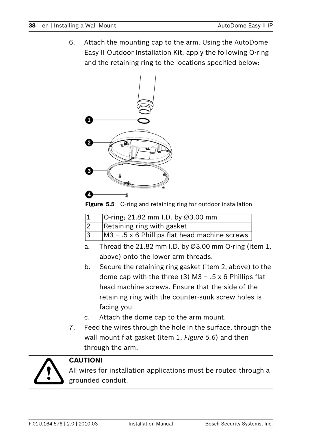 Bosch Appliances VEZ installation manual O-ring and retaining ring for outdoor installation 