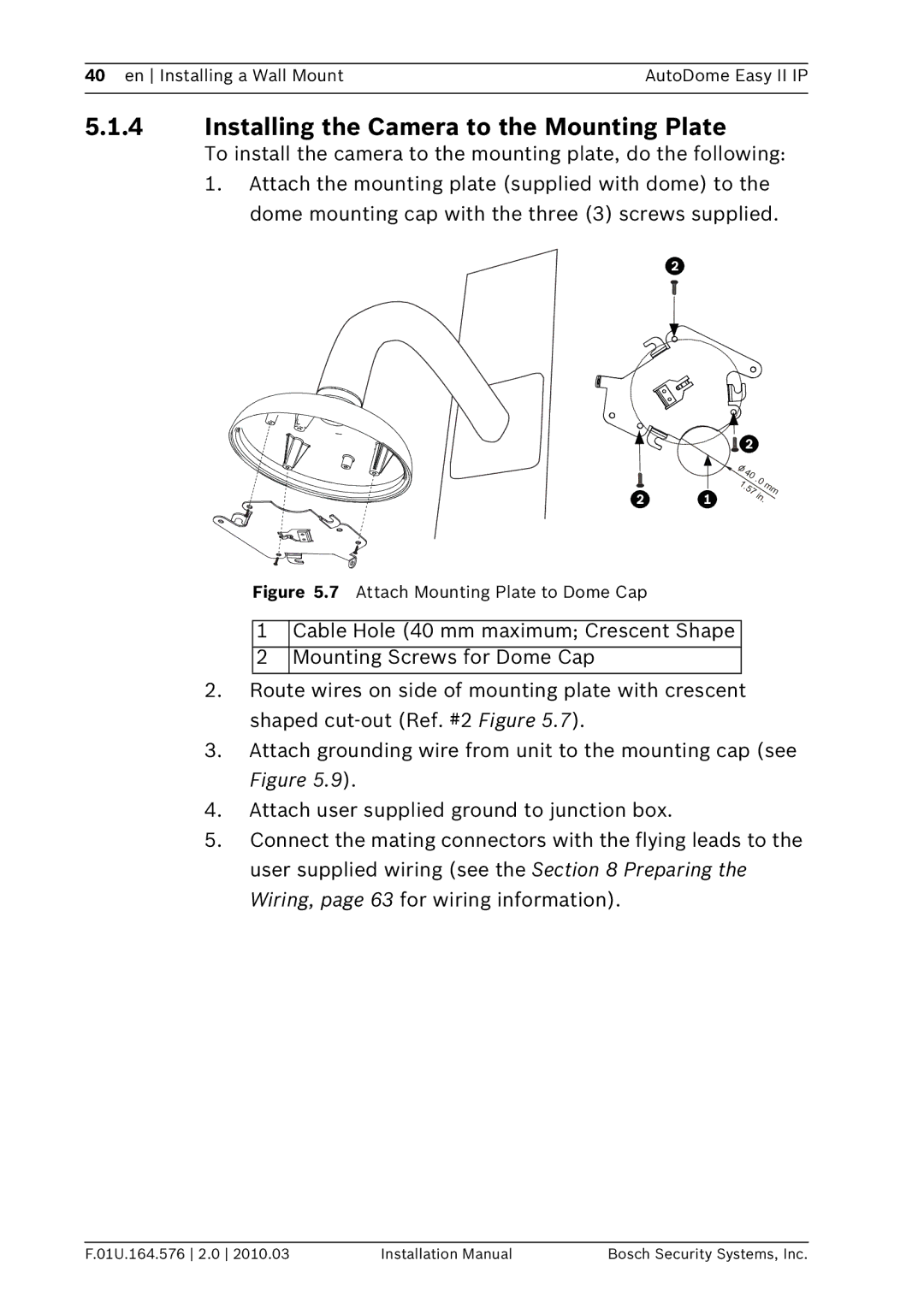 Bosch Appliances VEZ installation manual Attach Mounting Plate to Dome Cap 