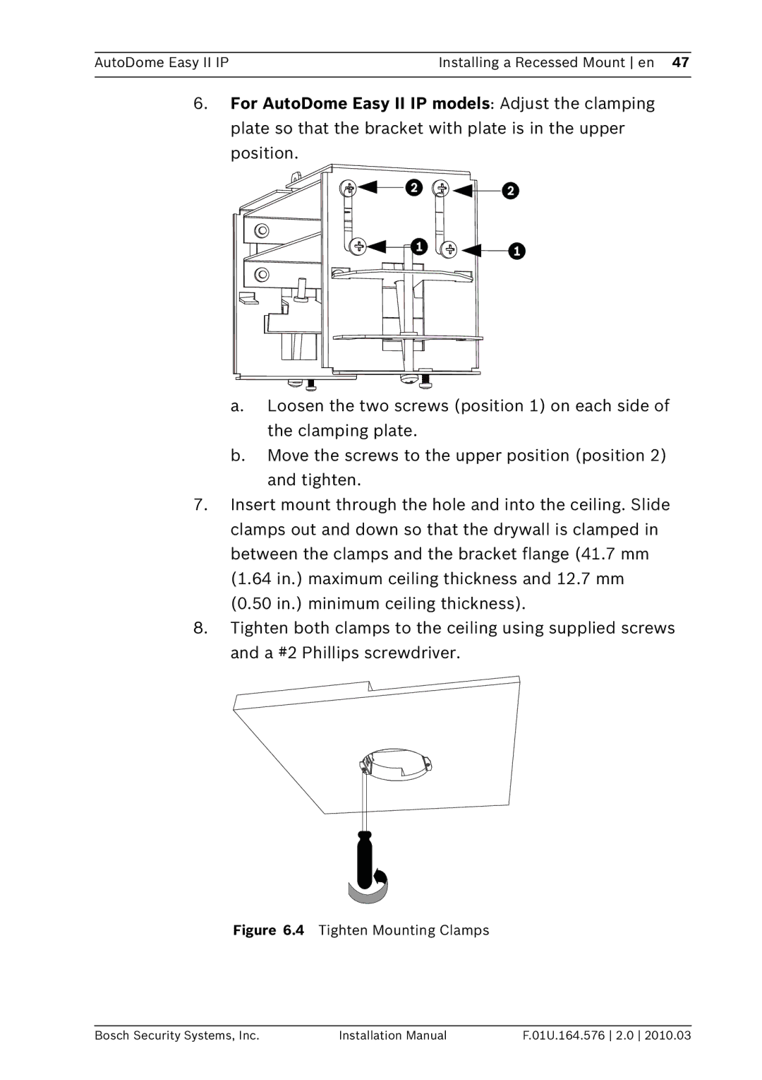 Bosch Appliances VEZ installation manual Tighten Mounting Clamps 