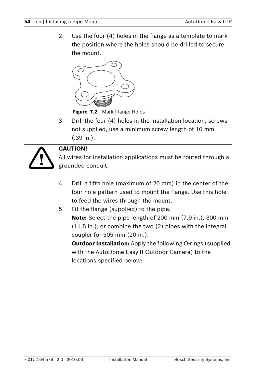 Bosch Appliances VEZ installation manual Mark Flange Holes 