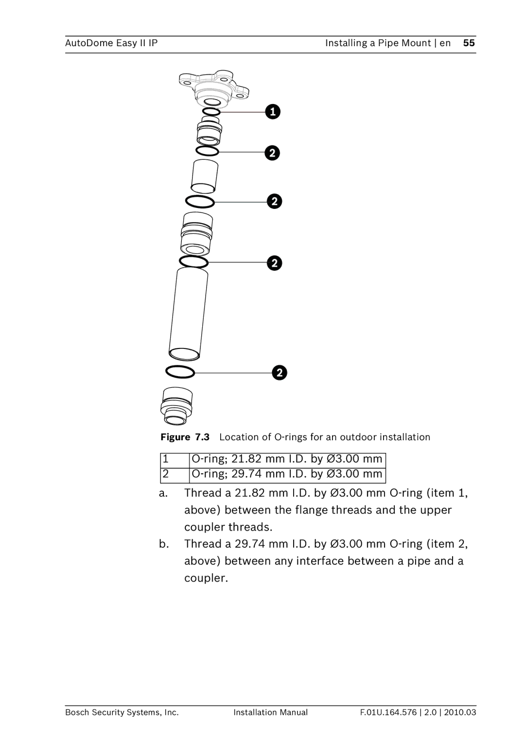 Bosch Appliances VEZ installation manual Location of O-rings for an outdoor installation 